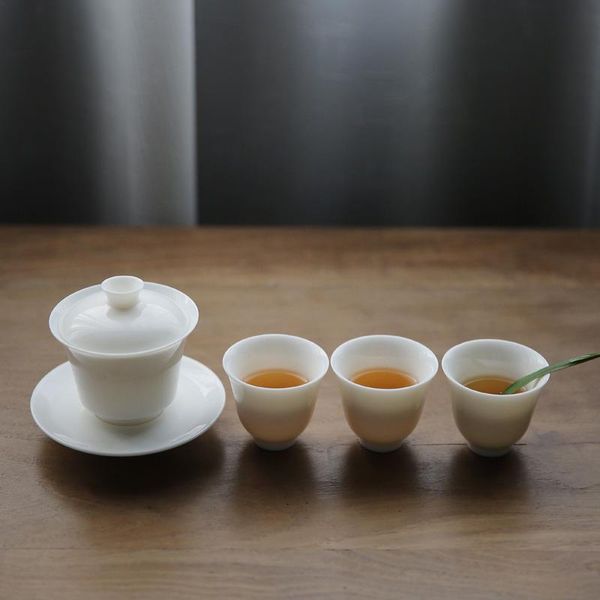 

tangpin jingdezhen ceramic gaiwan handmade чайник фарфора китайский кунг-фу чайный набор 125 мл танпина jingdezhen jllfge