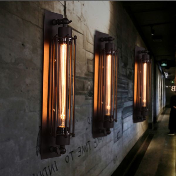 Lâmpadas vintage para casa moderna nórdica americana moderna moderna parede de iluminação de ferro do país lâmpada de parede lâmpada de parede edison meerosee luz