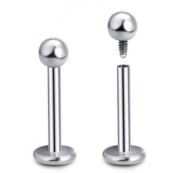 

1 шт. 16 г 6 8 10 мм стальной лабурет губ пирсинг внутренне нить лабил, Black