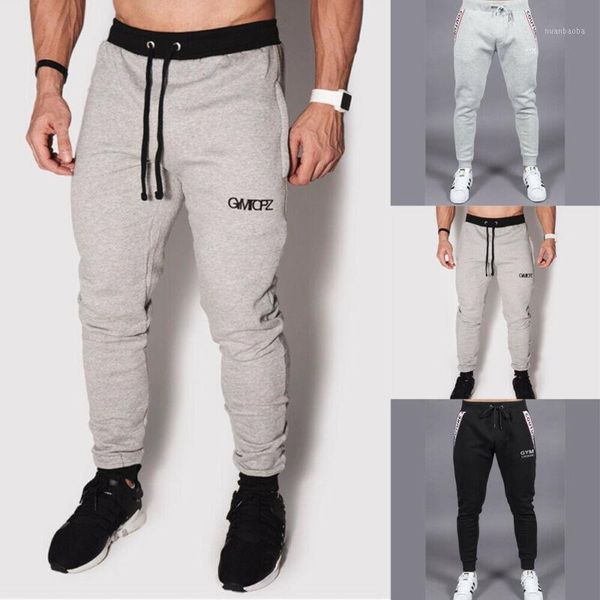 

men stretchy soft letter printing long casual sport pants gym slim fit trousers running joggers gym sweatpants1, Black