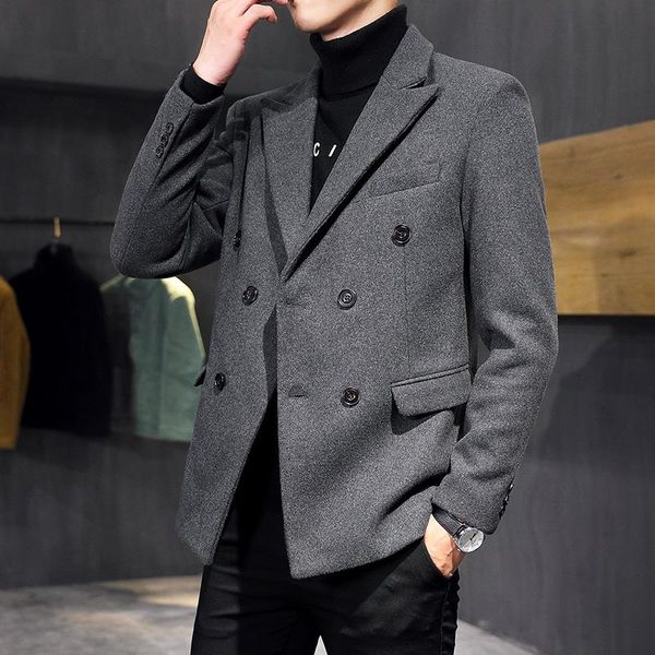 

casual loose men blazer korean elegant long sleeve simple vintage winter men blazer abrigo cuadros men's clothing db60xf, White;black
