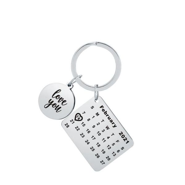 

birthday calendar key chain specialized valentine's day new year gift anniversary gift canlendar key chain 40x40mm 1