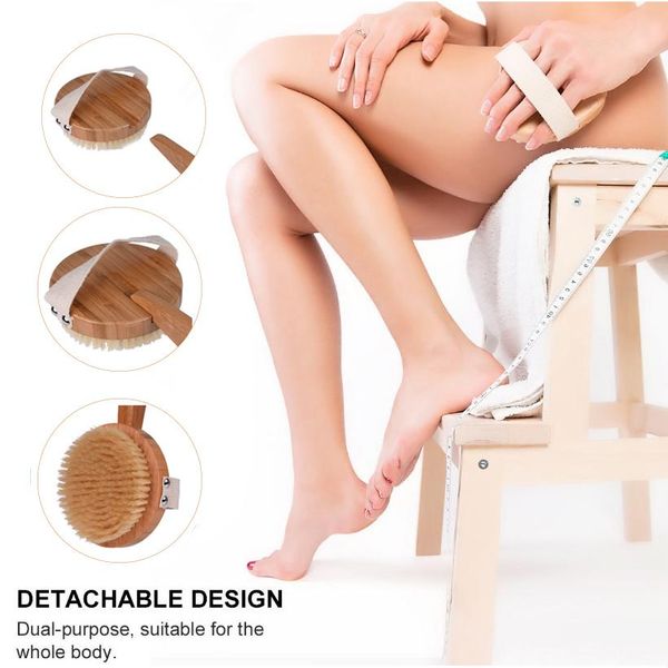 

treesmile spa здоровье массаж тела ванна кисть натуральная щетина dry brush exfoliating поощрять кровообращение массаж кисти d30 sqcbxm