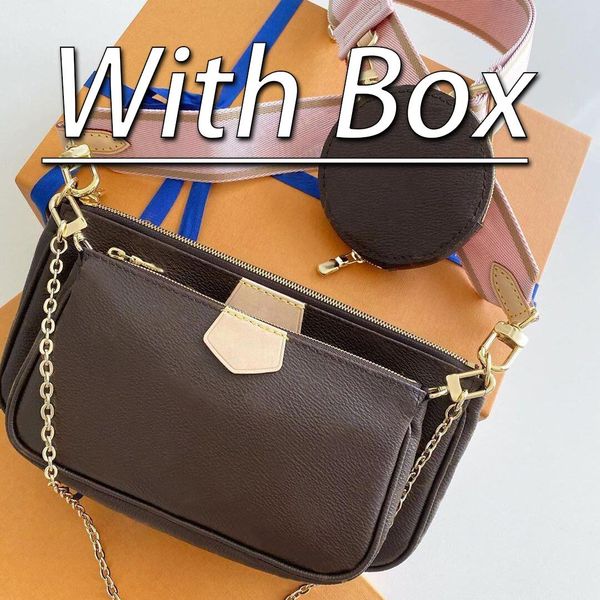 

2021with box fashion luxury designer classic women bag print letter chain bag genuine leather card wallet crossbody purse shoulder messenger