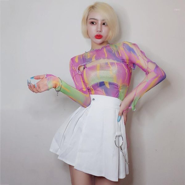 

jazz dance clothes new style ds dancer performance hollow out wear bar lead dance costume female disc stage clothes dt26961, Black;red