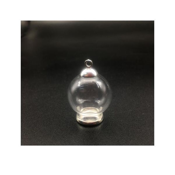 

1set 20*12mm hollow glass globe with setting base beads cap set orb glass vials pendant glass bottle jewelry pendant 1 sqcdde, Black