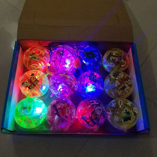 

2020 crystal bouncy ball with diameter of 6.5cm flashing hairtail fish glows in a water balloon cartoon jumping ball toy for children
