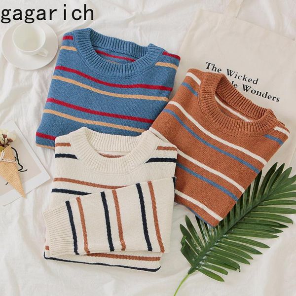 

women's sweaters gagarich women sweater wild 2021 autumn winter female black white striped long sleeve loose o-neck casual pullovers, White;black