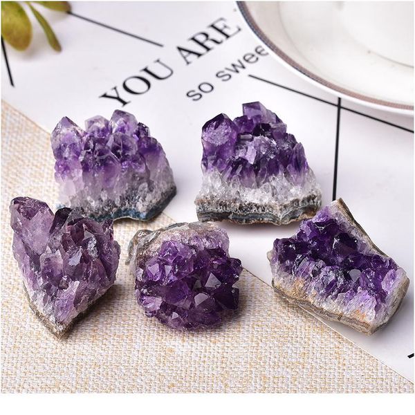 

1pc natural amethyst crystal cluster quartz raw crystals healing stone decoration ornament purple feng shui stone ore jllqbw, Black