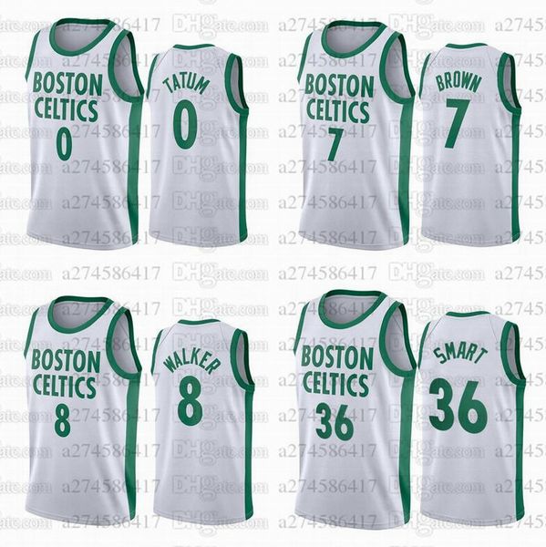 

men basketball boston celtics 0 tatum 8 walker 7 brown 34 pierce city 2020-21 jersey, Black;red