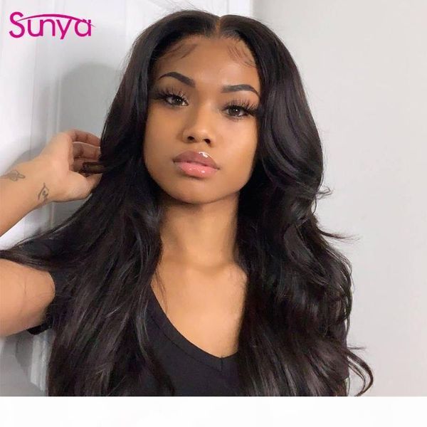 

body wave wigs pre plucked remy peruvian lace closure human hair wigs for black women 150% 13-4 lace front human hair sunya, Black;brown