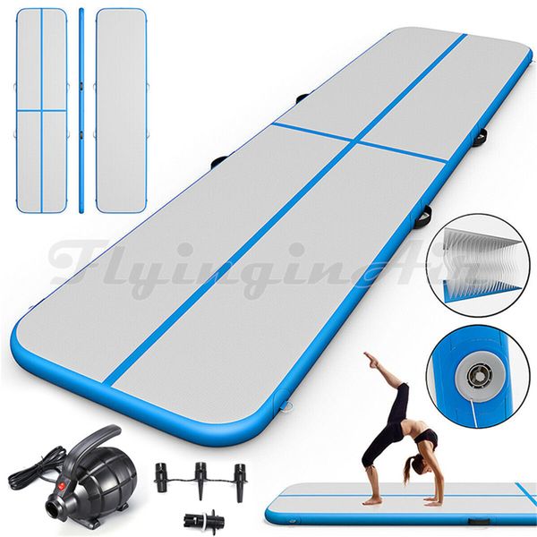 Blaue Luftspur weiche aufblasbare Gymnastik Taumelboden Yoga-Matte 3m / 6m / 10m langer Luft Geblasenes Taekwondo Backflip-Traning-Matte für Fitnessstudio