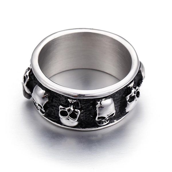 

fongten vintage matte черный череп мужчины кольцо из нержавеющей стали круглый скелет байкер модный мужчина мода ювелирные изделия wmtrjd, Bronze;silver