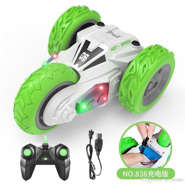 

three wheeled remote control double sided stunt dumper cross country climbing rc car light charging children boy electric toys