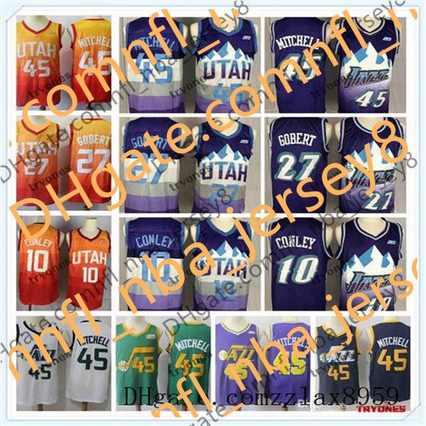 

utah nba jazznew donovan mitchell 45 city earned basketball jerseys rudy gobert 10 john stockton karl malone stitched shirts, Black;red
