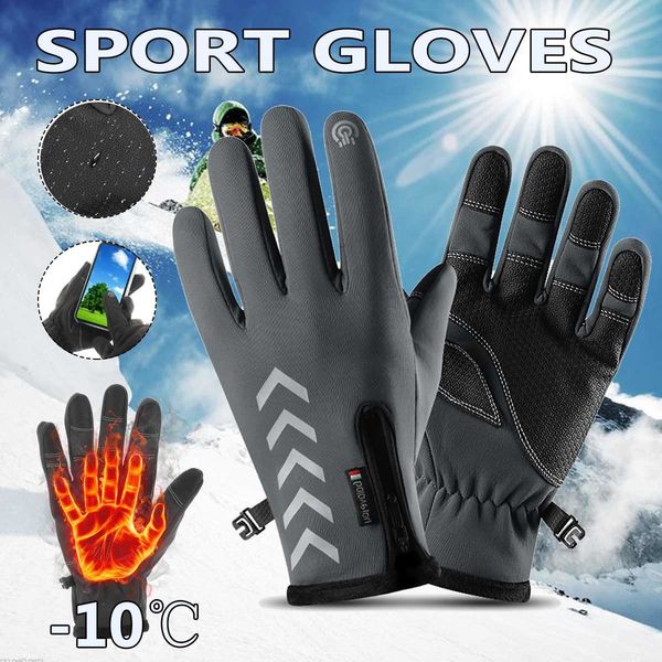 

heat resistant waterproof wool winter motorcycle ski gloves sportswear men's, Black
