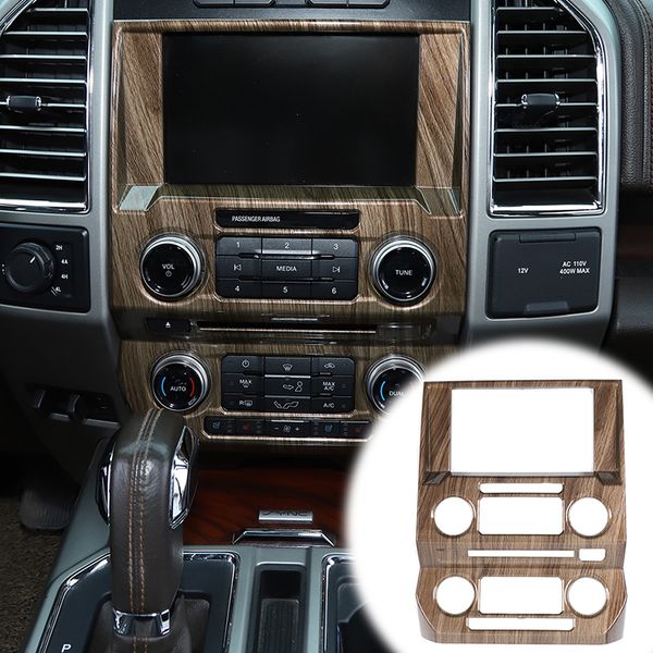 

car central control navigation panel dcoration cover for ford f150 15+ wood grain