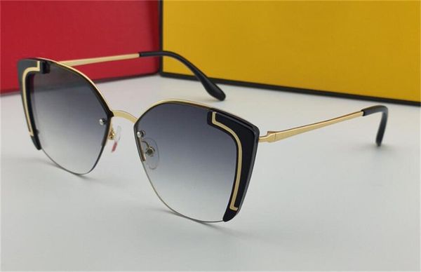 

new fashion design woman sunglasses ornate cat eye half-frame avant-garde fashion style uv400 protection eyewear, White;black