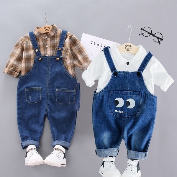 

baby clothing sets children 1 2 3 4 years birthday suit boys tracksuits kids fashion sport suits t-shirt overalls 2pcs set 201127, White