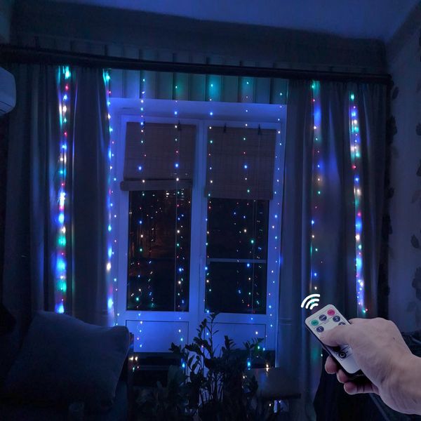 

a-3m led рождественские fairy string lights дистанционное управление usb новый год гирлянды занавес лампы праздничные украшения для дома спа