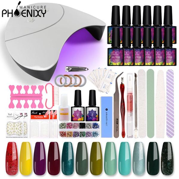 

nail art kits 6/10/12pcs gel polish set 8ml soak off design tool kit with 36/48w lamp dryer varnish