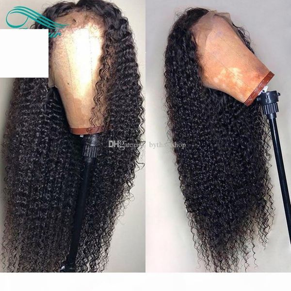 

bythair human hair lace wig kinky curly pre plucked hairline lace front wig curly full lace wig brazilian virgin hair 150% density glueless, Black;brown