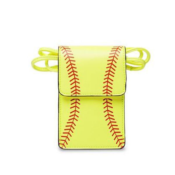 

domil mini pu baseball crossbody bag yellow softbal wallet clutch with touch screen pvc phone pocket game day bag dom9038