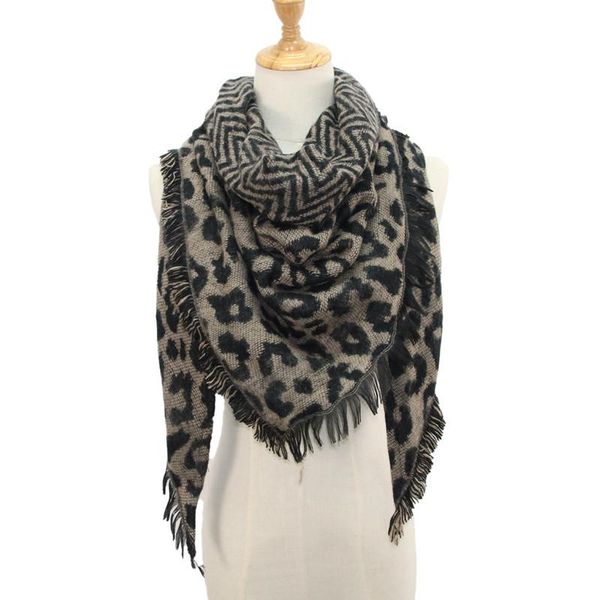 

fashion 2021 women scarf winter warm leopard print long wrap shawl scarf scarves stole cape luxury winter brand, Blue;gray