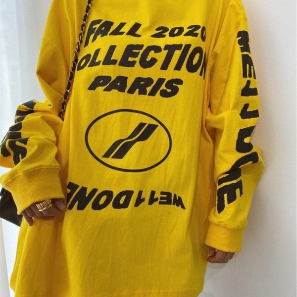 

paris show we112020 autumn and winter series cotton men's and women's street fashion letters long sleeve t-shirt thin sweater, Black;green