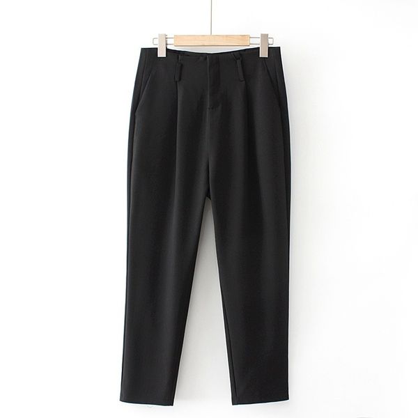 

l-4xl plus size female trousers tall beige black waistband elegant ladies thin pants abli, Black;white