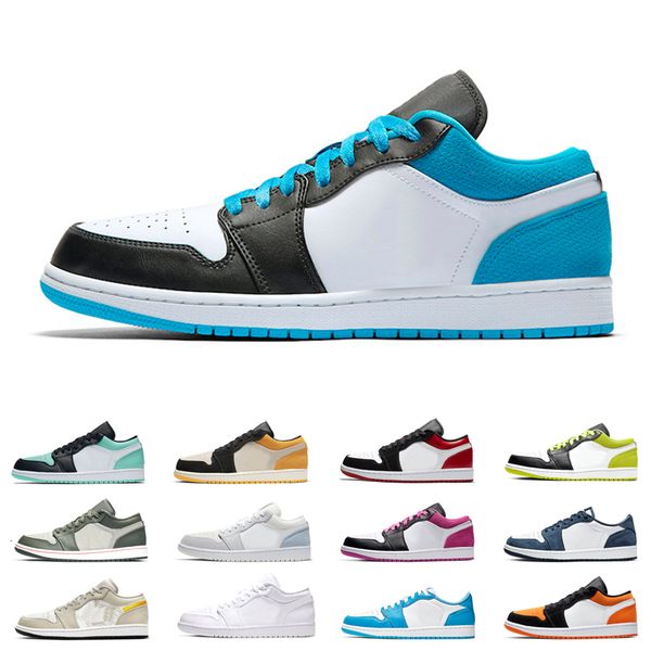 

mens 1 1s low skateboard shoes laser blue tropical brown midnight navy obsidian white women sneakers trainers sports basketball shoes, White;red