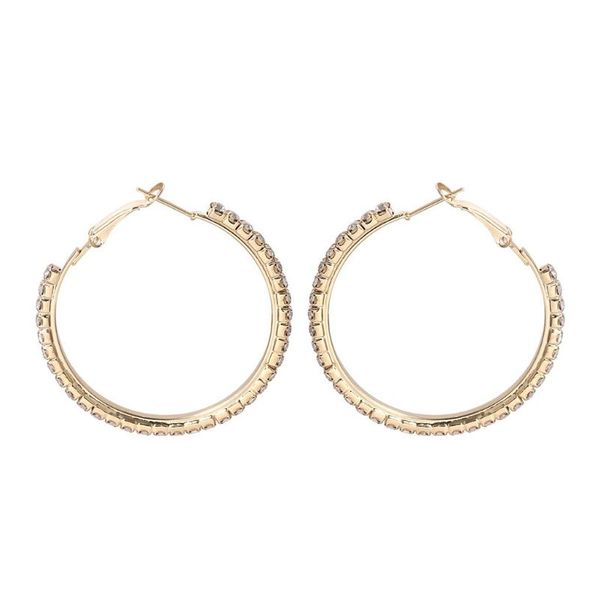 

hoop & huggie simple stylish fashion earring women's crystal individual colorful geometric accessories earrings round jewelry l0318, Golden;silver