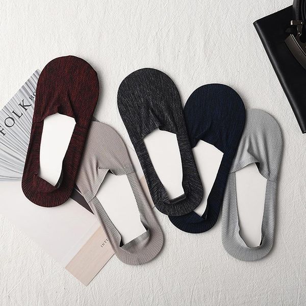 

1pairs men's socks summer 360 degree silicone non-slip invisible male boat socks large plus size meias 2020, Black