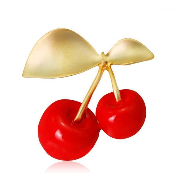 

red enamel cherry brooches for women kids corsage cute brooch pins jewelry accessories1, Gray