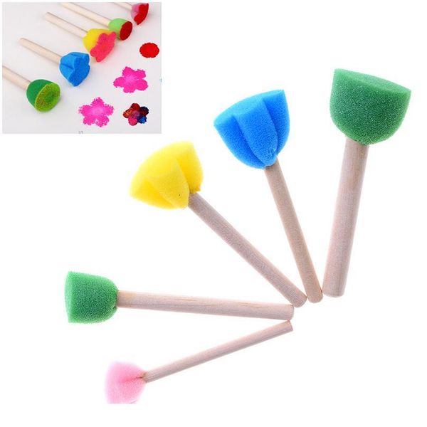 

baby funny flower pattern drawing toys 5pcs/lot colorful sponge brush children art diy painting to jllfjl