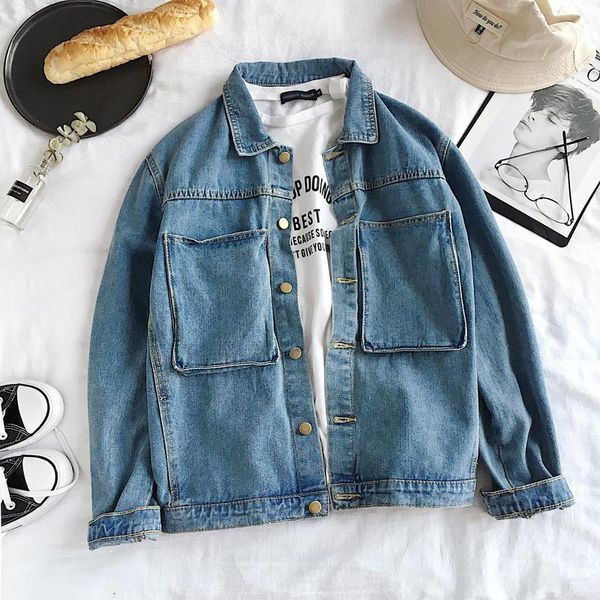

new winter jacket jacket coat loose tooling fashion trend denim men's clothing1, Black
