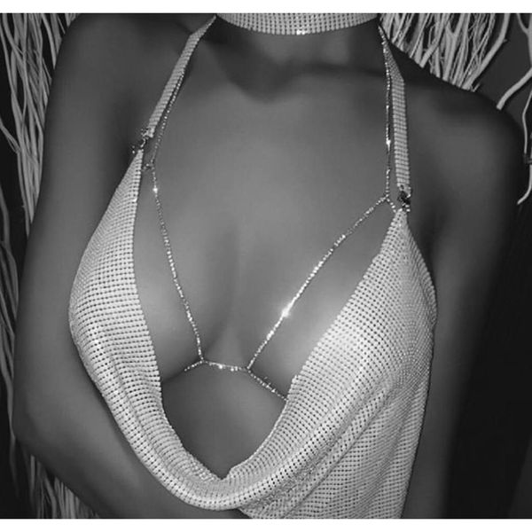 

fashion women silver rhinestone body chains jewelry unique flash shiny rhinestone bra body chains jllbqx home003, Golden;silver