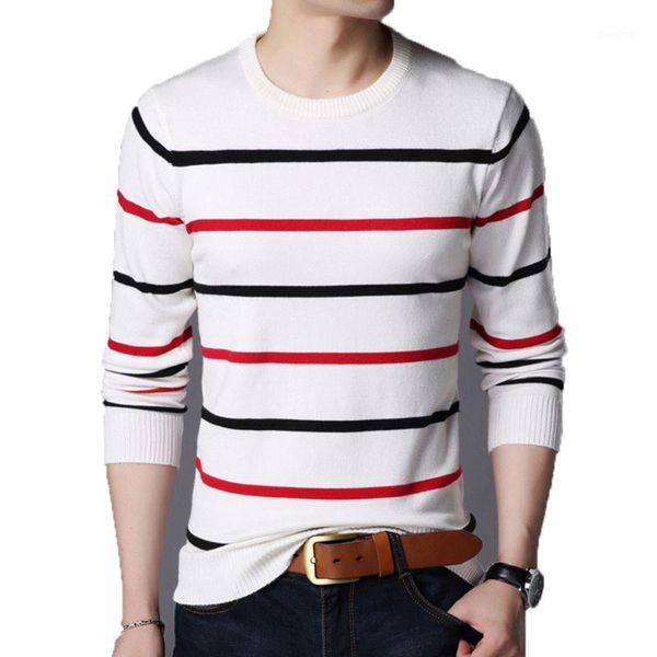 

pullover men sweater brand clothing 2020 autumn winter wool slim fit sweater men casual striped pull jumper1, White;black