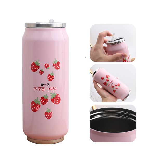 

приятные клубничные бутылки с водой rvs thermos портативные творческие глаза для девочек путешествия термосболт с stro 500ml