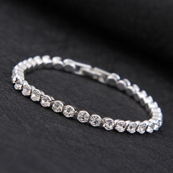 

link, chain fashion designed silver plated charm shiny austria crystal bracelets & bangles women wedding prom accessories gift, Black