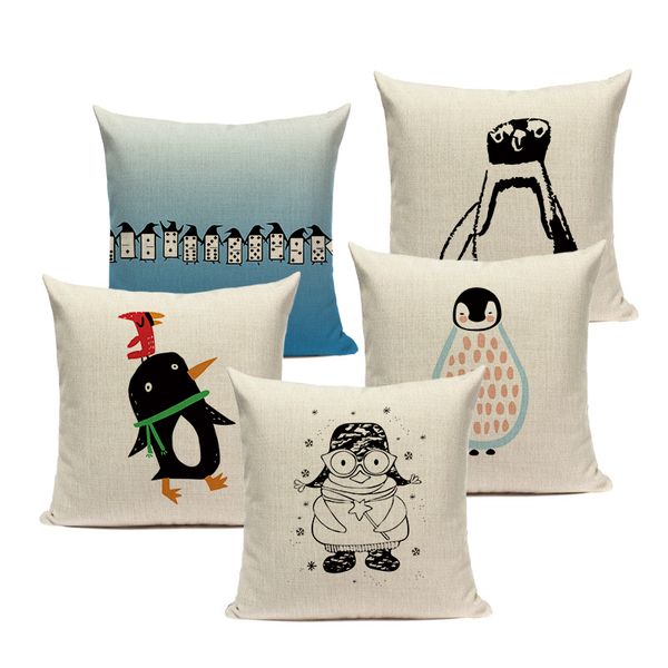 

snowflakes penguin cushion cover 45*45cm snowman sweetheart decorative sofa pillows case christmas home decor bed pillow cases
