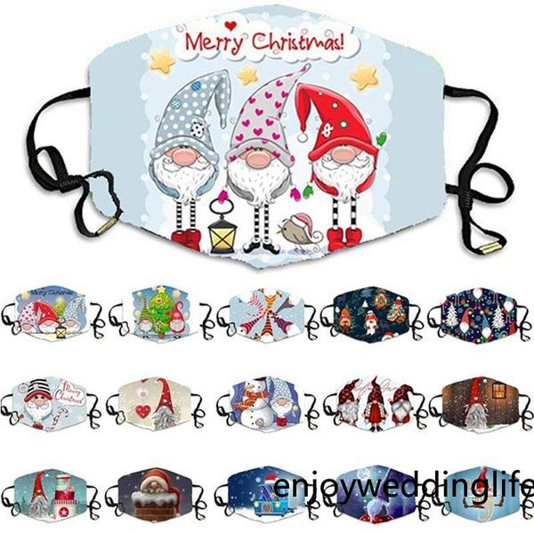 

dhl shipping christmas santa claus face mask reusable washable adjustable ear loops windproof mouth cover xmas party masks kimter-b244f, Black