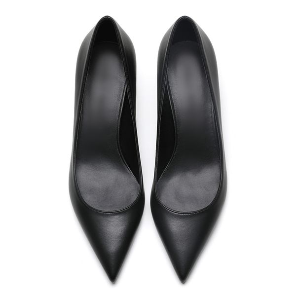 

katelvadi shoes women pumps 5cm mid heels black split leather woman shoes pointed toe wedding party shoes k-363 y200702