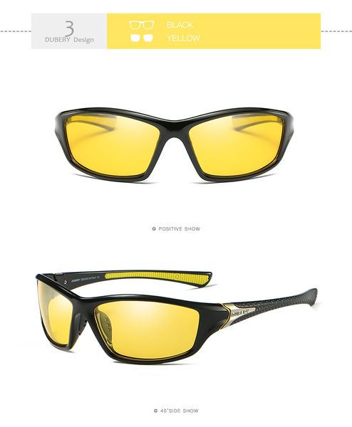 Hochwertige Herren-Tag-Nachtsichtbrille, polarisierte photochrome Verfärbungslinse, blendfrei, UV400, gelbe Fahrbrille, Sport