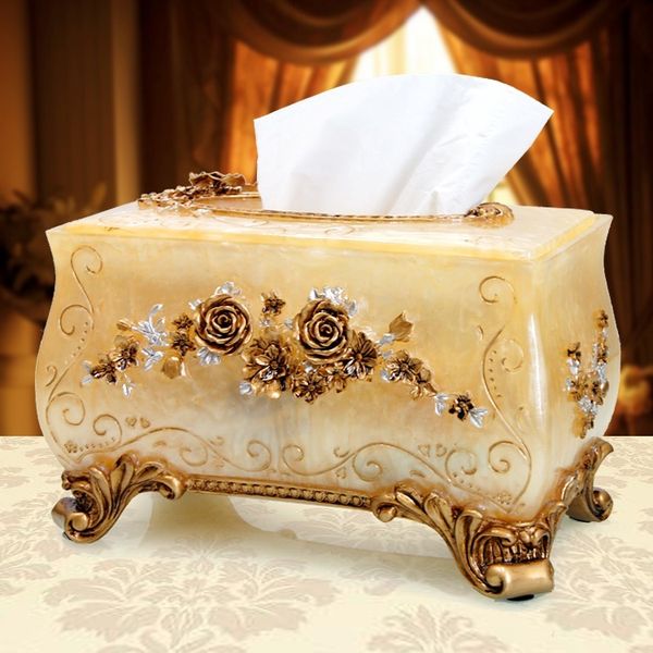 

living room resin carved european tissue luxurious retro home decoration napkin box, fashionable creative carton q1130