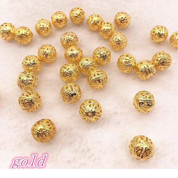 

150-30pcs 4/6/8/10mm hollow ball flower beads metal charms bronze /gold /silver plated filigree spacer beads for jewelr qylkhb
