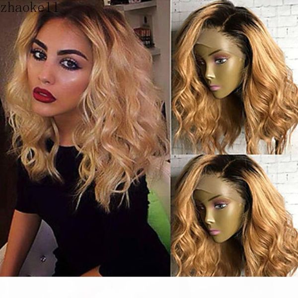 

european and american women's new chemical fiber before lace dyeing anti-roll short curls high-temperature silk wig head cover863, Black;brown