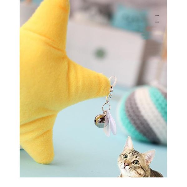 

pet cat teaser toys plush star bell tassel wand cat catcher teaser stick cat interactive toys with mini bel qylesp