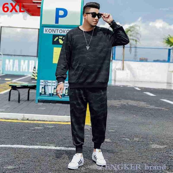 

plus size men's camouflage long-sleeved suit sports man sweatshirt trousers suit running sweatsuits mens track set 6xl1, Gray