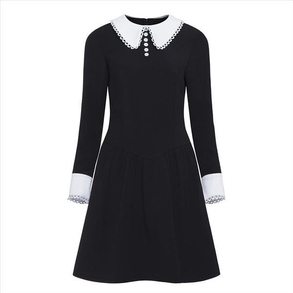

women gothic dress long sleeve black gothic punk dresses female black button party club dresses school girl dark dress, Black;gray